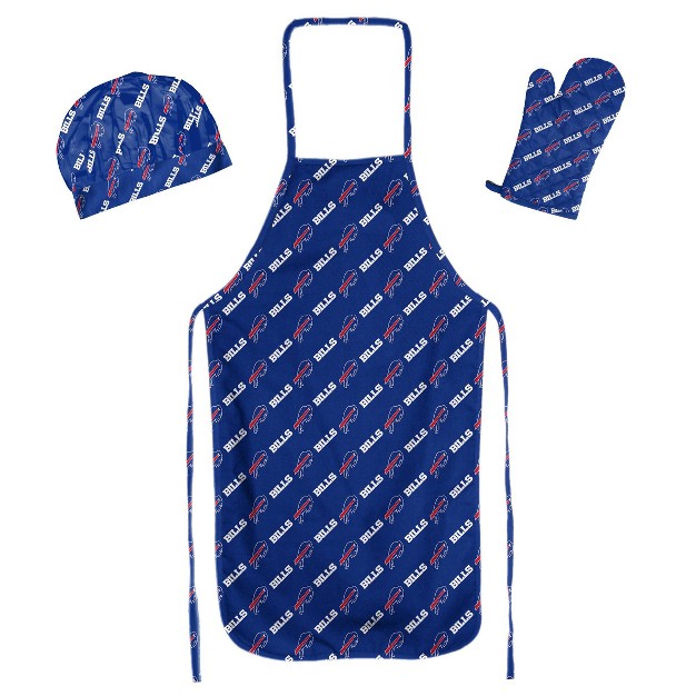 Nfl Buffalo Bills Apron Mitt Hat Grill Tool Set 3pc