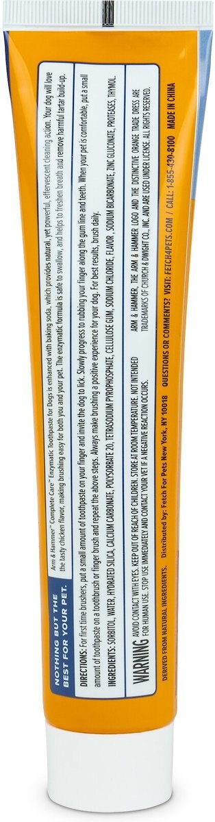 Arm and Hammer Complete Care Adult Chicken Flavored Dog Toothpaste， 6.2-oz tube