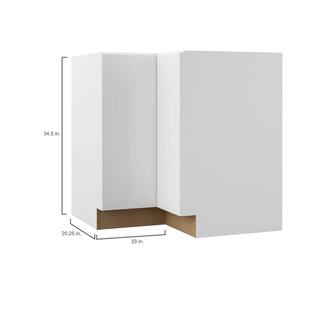 Hampton Bay Designer Series Edgeley Assembled 33x34.5x20.25 in. Lazy Susan Corner Base Kitchen Cabinet in White BLS36-EDWH