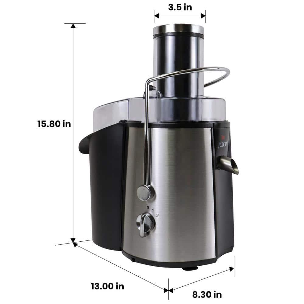 Total Chef Juicin8217 Juicer Wide Mouth Centrifugal Juice Extractor 700W 2 Speeds Black and Silver