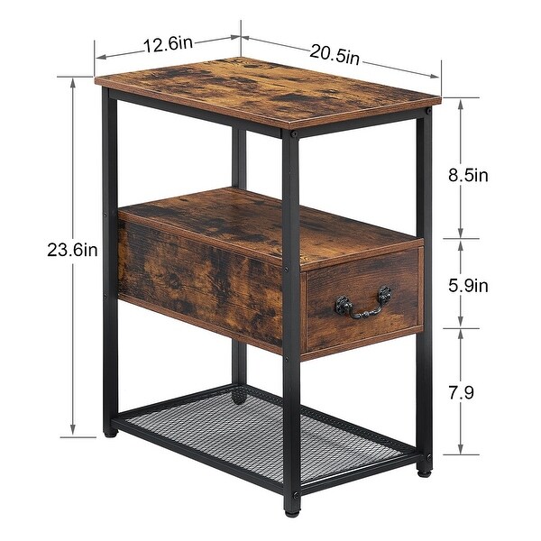 Industrial Style 1-Drawer Nightstand Narrow End Side Table (Set of 2) - - 36061306