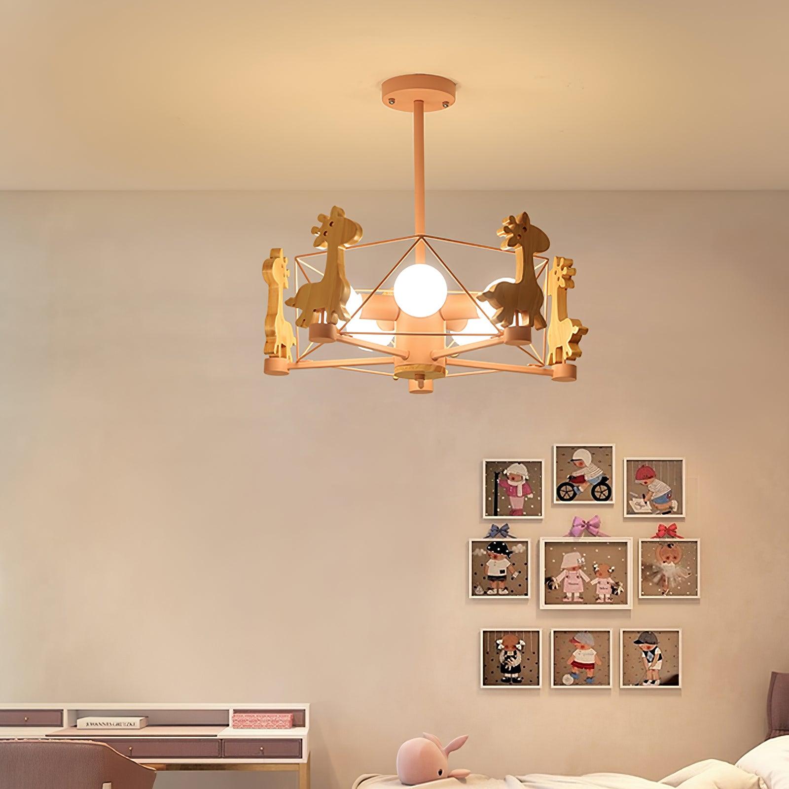 Lovely Deer Wooden Chandelier