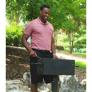 Ultra Play Charcoal Commercial Park Grill with Post in Black 630-3