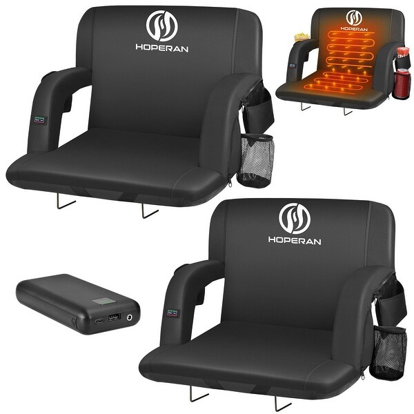 25 Inch 2Pack Heated Stadium Seats for Bleachers with 20000mAh Power Bank Included Stadium Seating for Bleachers Seat