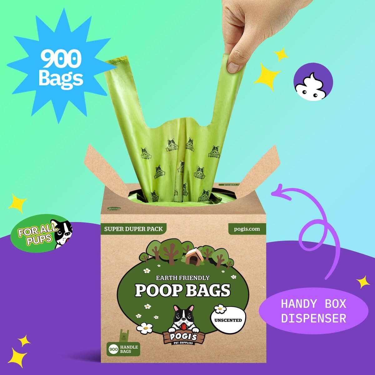 Pogi's Pet Supplies Unscented Easy-Tie Handle Dog Poop Bags