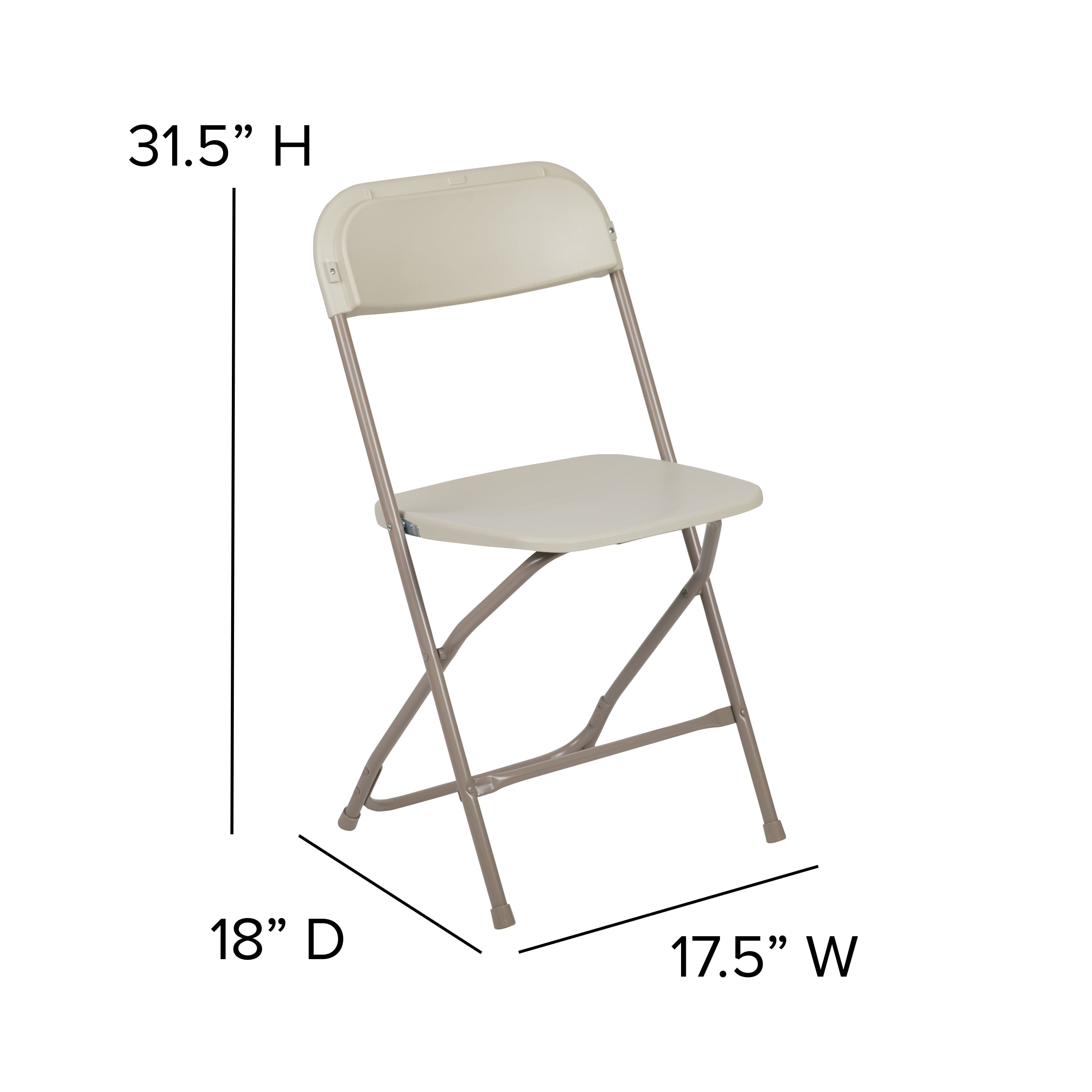 Emma + Oliver Set of 10 Beige Stackable Folding Plastic Chairs - 650 lb Weight Capacity