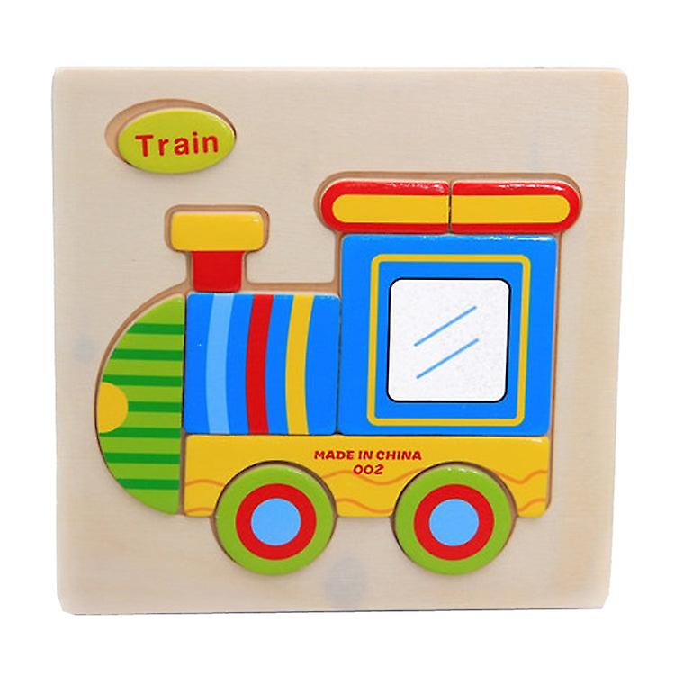 10 Pcs Children Educational Toy Wooden Cartoon Jigsaw Puzzle(Train)