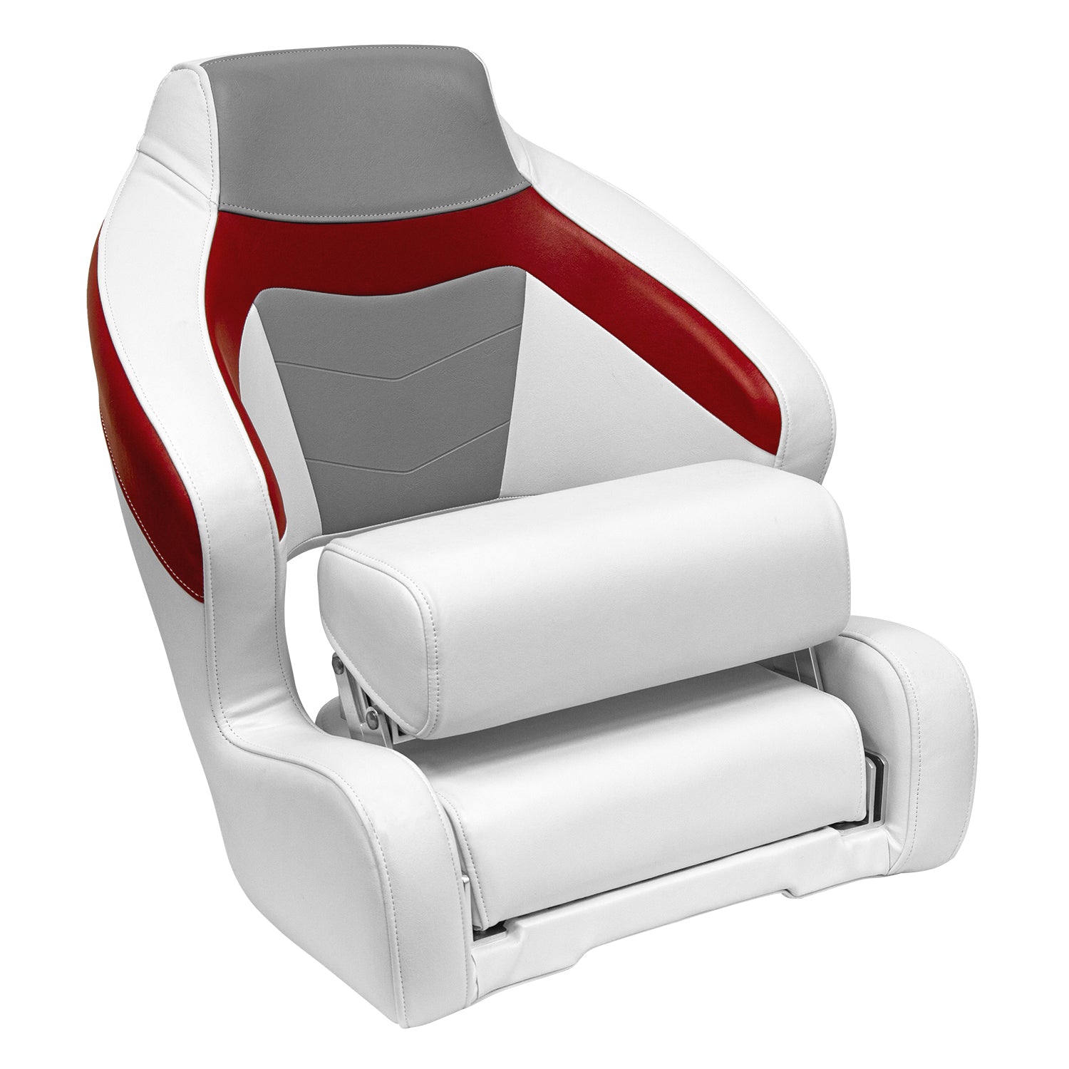 Wise 3338-1774 Baja Extra Large Bucket Seat with Flip-Up Bolster， Brite White / Marble Grey / Dark Red