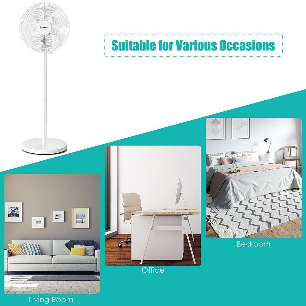 Costway 29 in. x 37.5 in. x 45.5 in. Oscillating Pedestal Fan with Remote Control ES10006US-WH