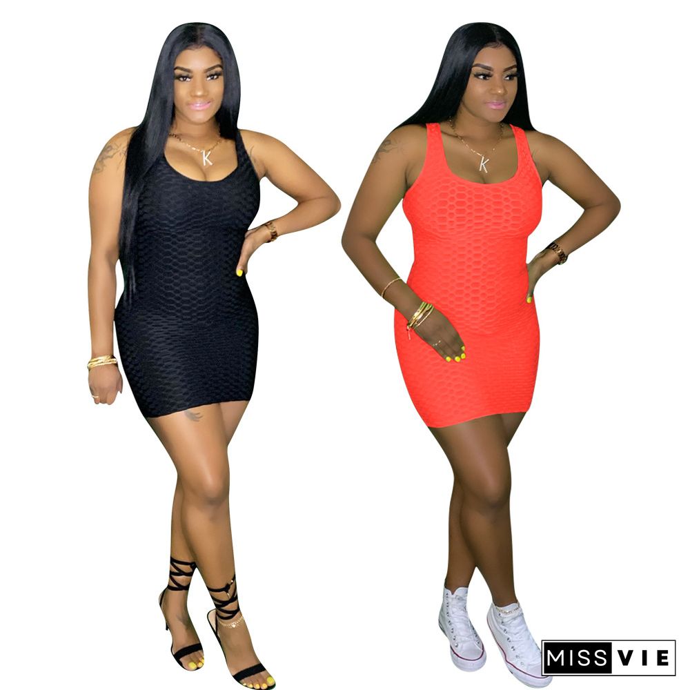 Elastic Fitness Sleeveless Bodycon Women Dress