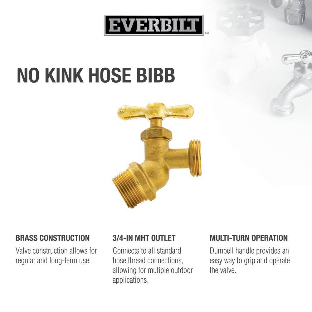 Everbilt 34 in. MIP Brass No-Kink Hose Bibb Valve 102-304EB