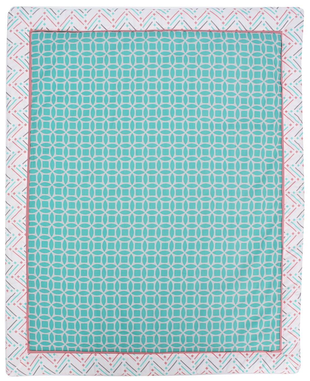 BabyFad Lattice Chevron Turquoise 9 Piece Crib Bedding Set