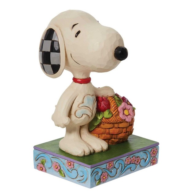 Jim Shore Happines Is A Basket Of Blooms One Figurine 5 Inches Peanuts Spring 6011946 Polyresin Off white