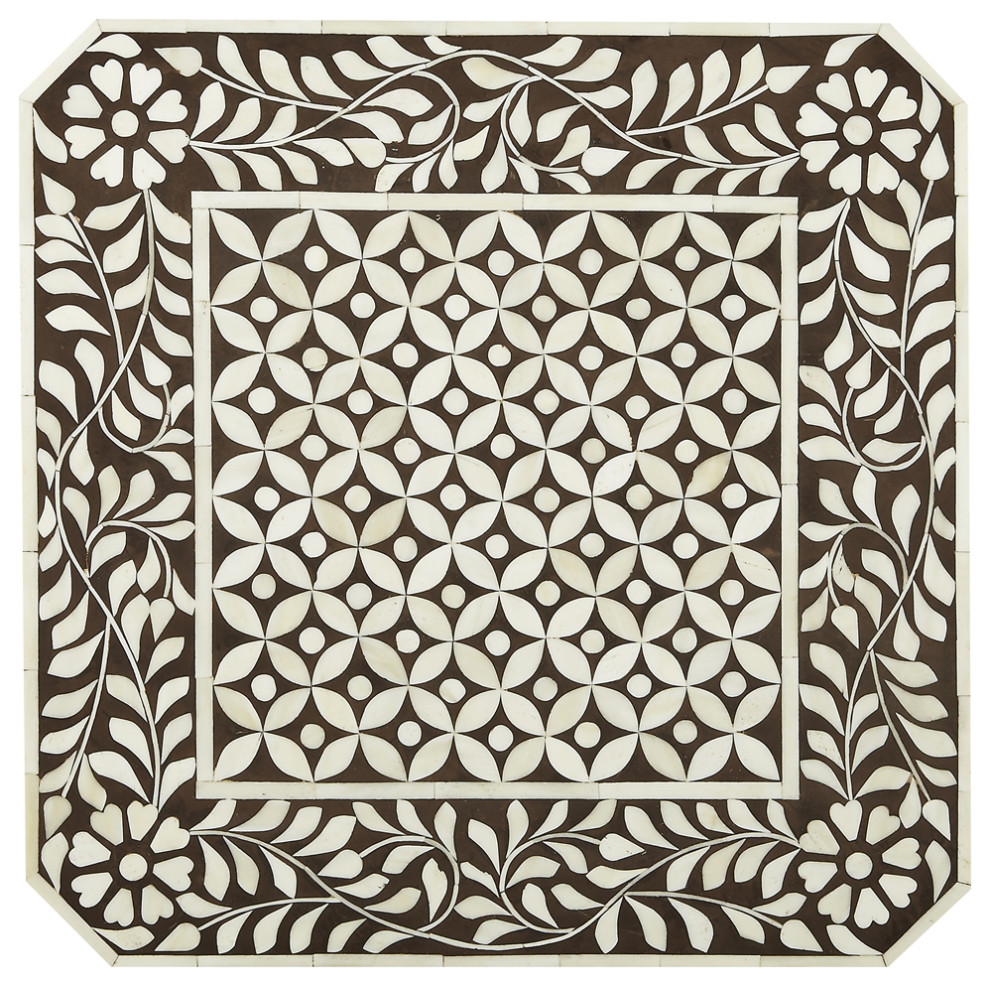 Amelia Brown Bone Inlay Side Table   Mediterranean   Side Tables And End Tables   by BisonOffice  Houzz