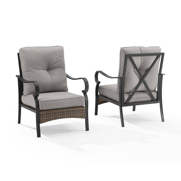 2pk Dahlia Outdoor Steel Arm Chairs Taupe matte Black Crosley