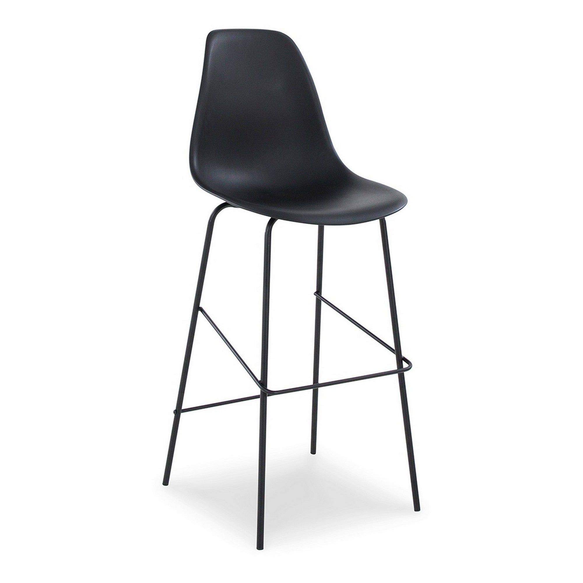 Mira 30 Inch Barstool， Set of 2， Curved Bucket Seat， Black Metal Frame