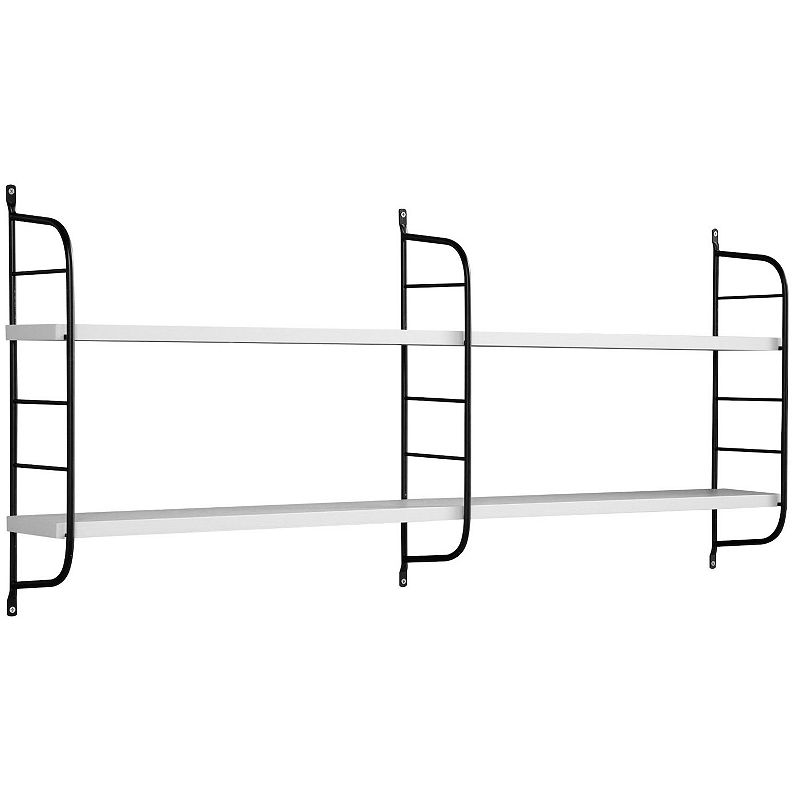 FC Design Mounted Two Tier Wall Shelf with 2 Adjustale Shelves