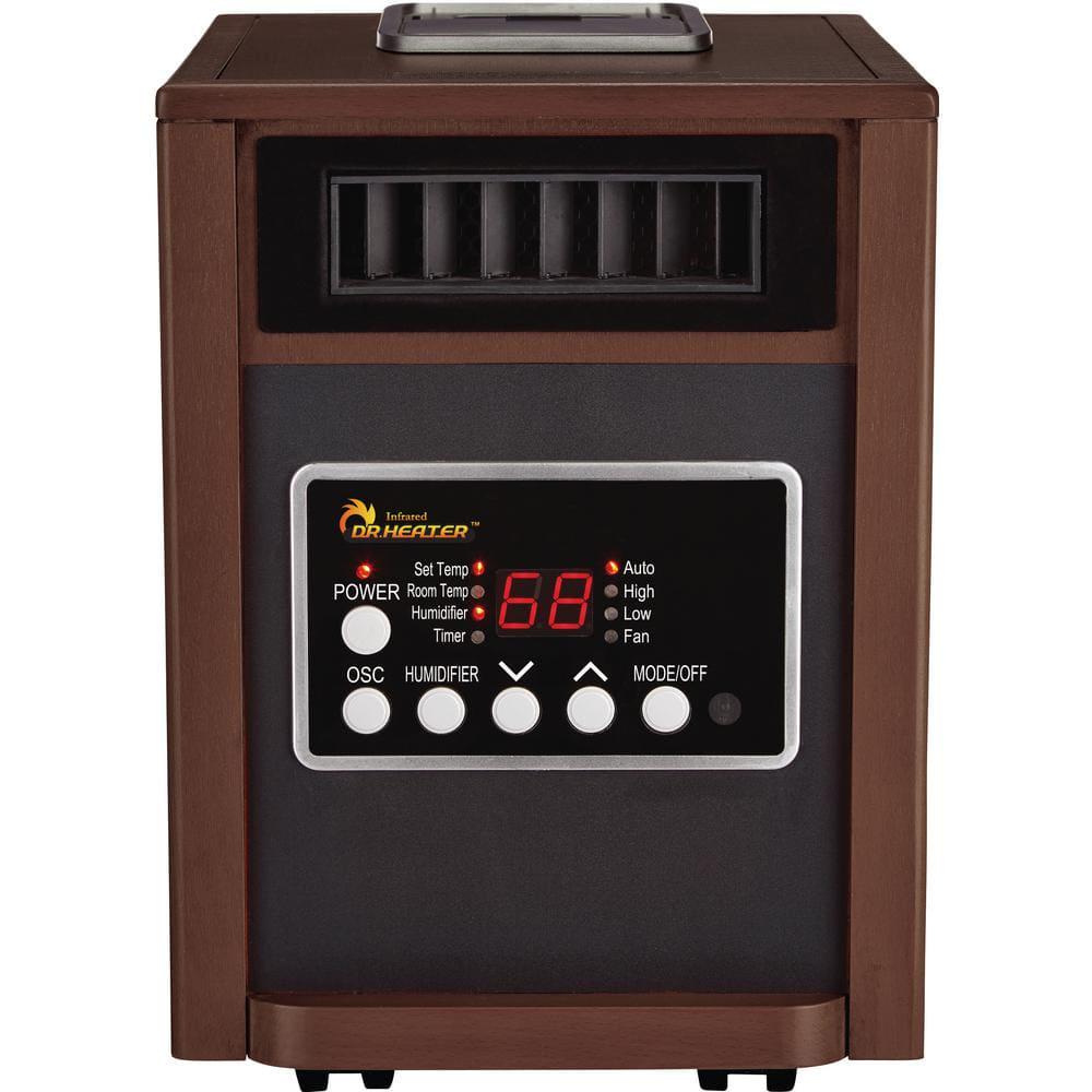 Dr Infrared Heater Electric Infrared Dual Heating System Space Heater with Humidifier Oscillation Fan and Remote Control in Walnut