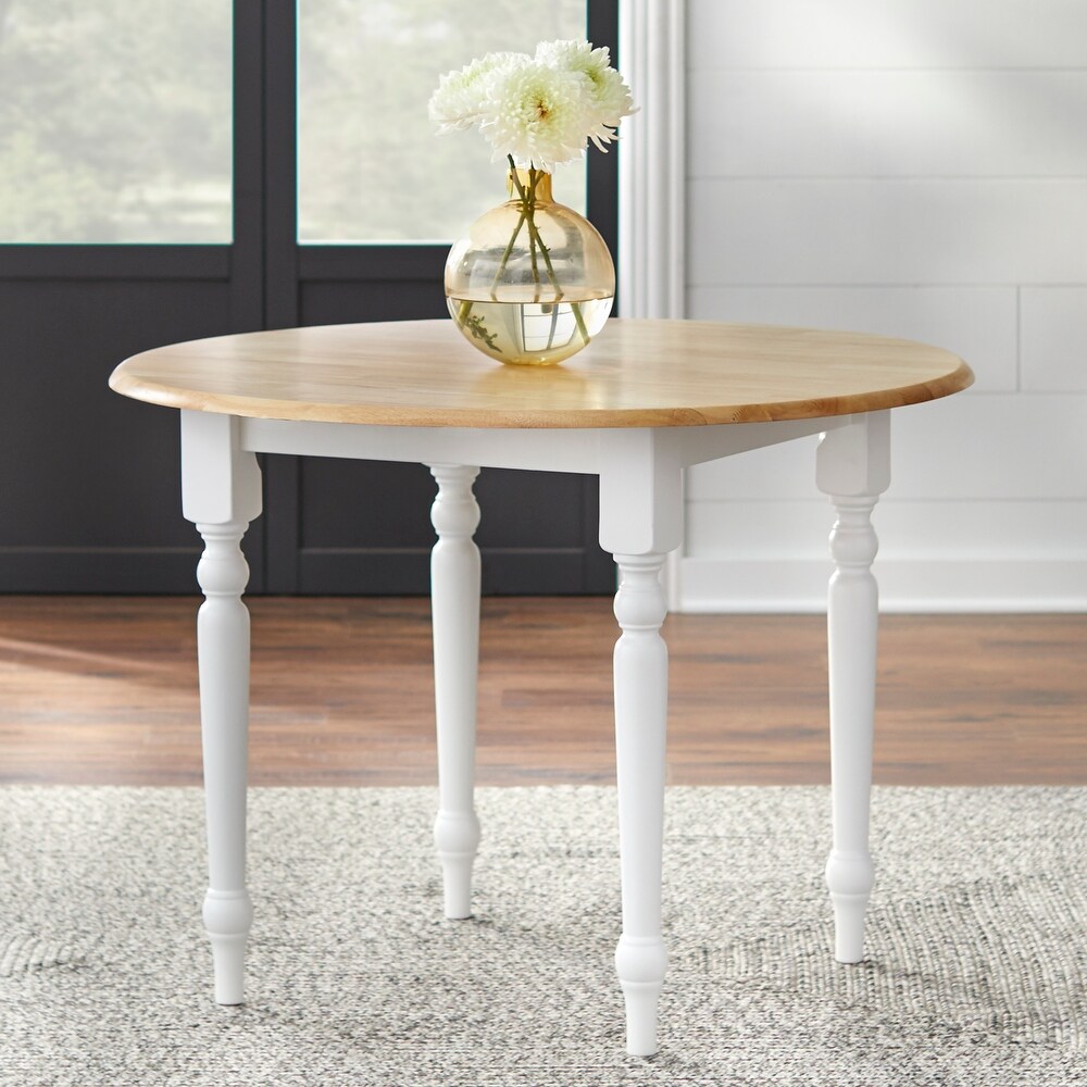 Simple Living Two tone 40 inch Rubberwood Round Drop leaf Table