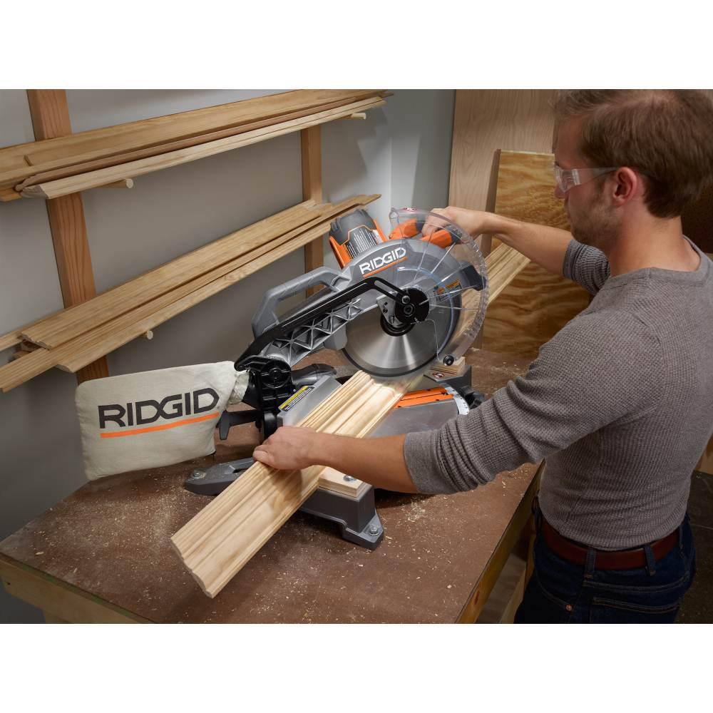 RIDGID 15 Amp Corded 12 in. Dual Bevel Miter Saw with LED and Universal Mobile Miter Saw Stand with Mounting Braces R4123-AC9946