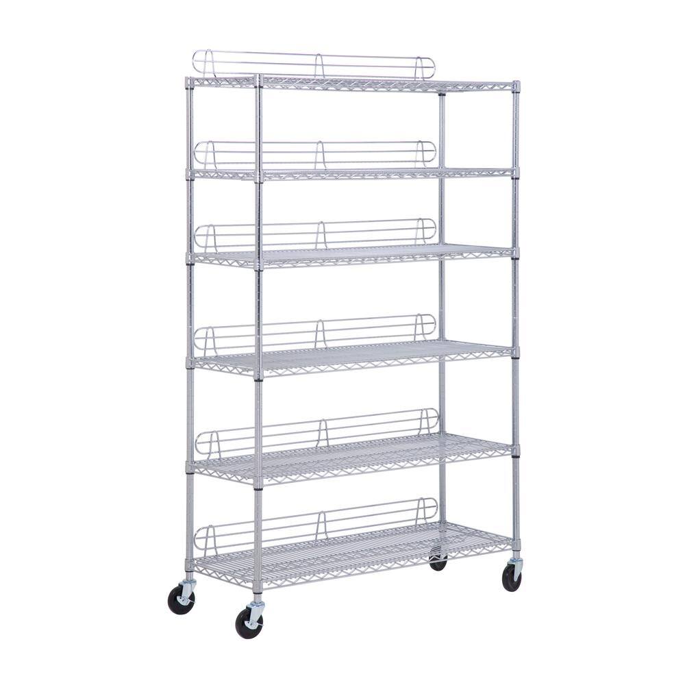 Honey-Can-Do Chrome 6-Tier Heavy Duty Adjustable Steel Garage Storage Shelving Unit (48 in. W x 72 in. H x 18 in. D) SHF-09626