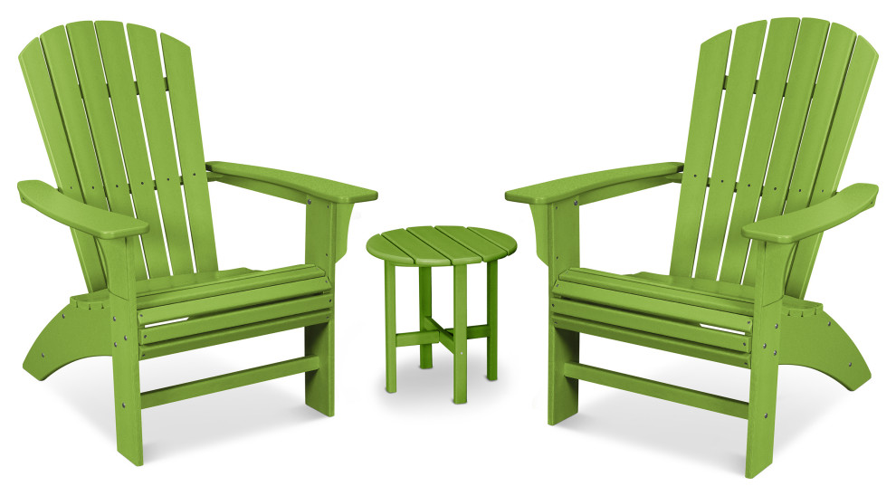 Trex Outdoor Yacht Club 3 Piece Curveback Adirondack Set   Contemporary   Outdoor Lounge Sets   by POLYWOOD  Houzz