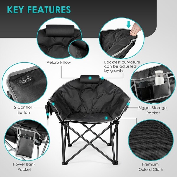 Oversized Heated Camping Chair with 20，000mAh Power Bank，10S Quick Heated Chair，3 Levels Adjustable Heated Camp Chairs