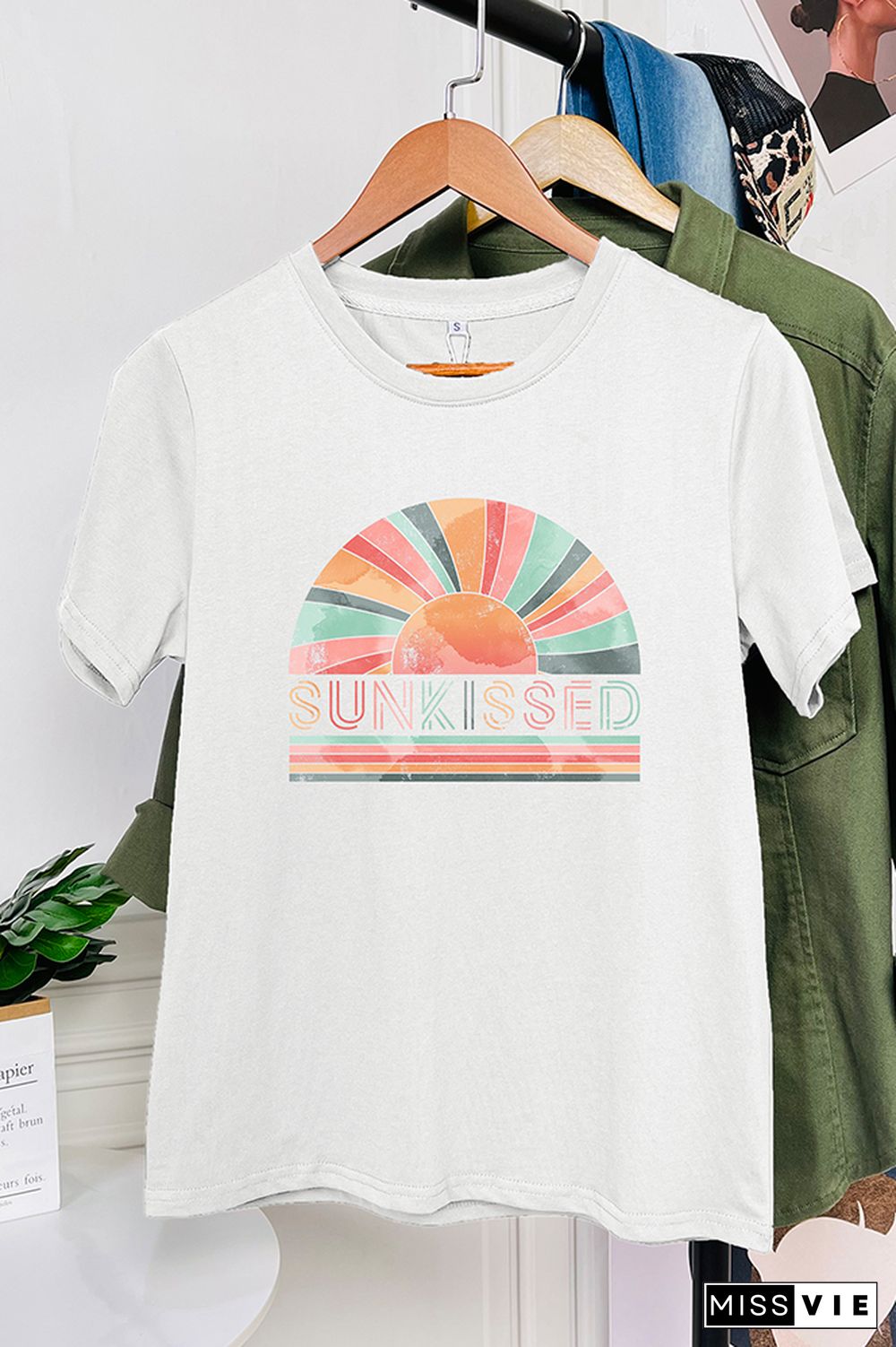 Rainbow Sunkissed Sleeve Graphic Tee Wholesale