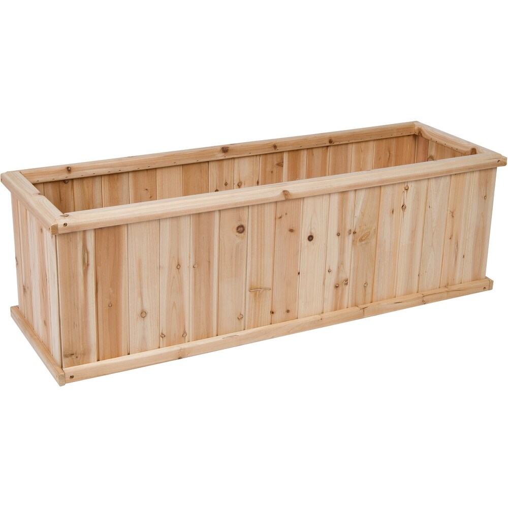 Wallys Cedar Kiln Dried Raised Garden Bed Planter Box for Herbs  Flowers  Vegetables with Drainage Holes