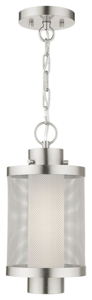 Livex Lighting Nottingham 1 Light Brushed Nickel Medium Outdoor Pendant Lantern   Transitional   Outdoor Hanging Lights   by Livex Lighting Inc.  Houzz