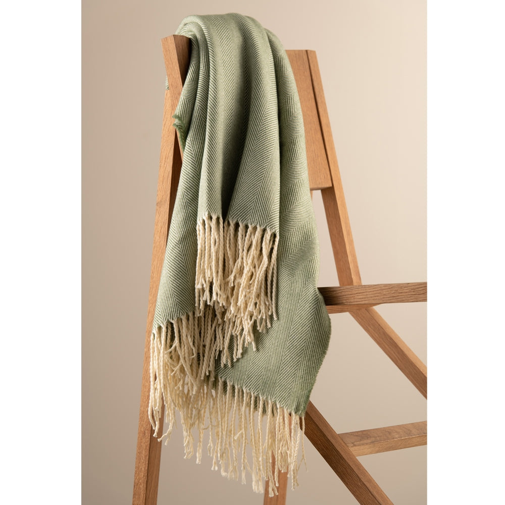 Galway Crystal Herringbone Forest Green Throw