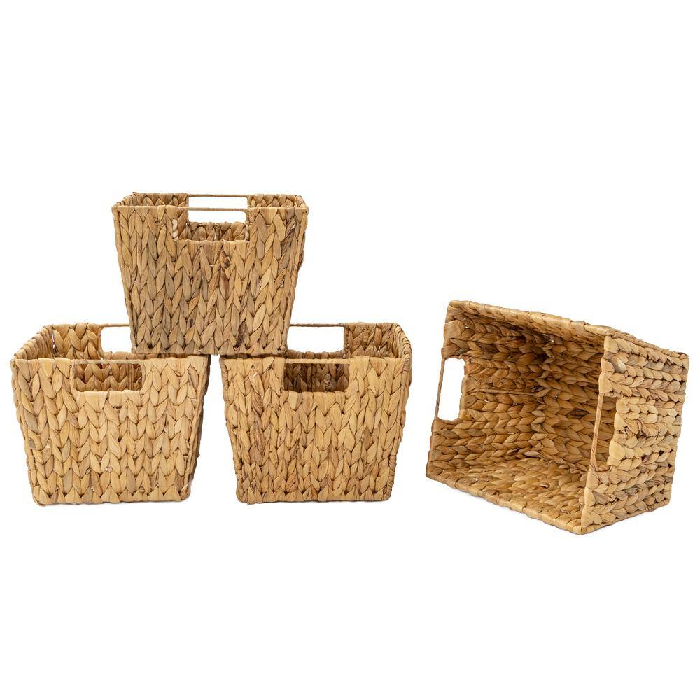 Trademark Innovations 8 in. H x 10 in. W x 11.5 in. D Brown Wicker Cube Storage Bin 4-Pack BSKTRECT-4X