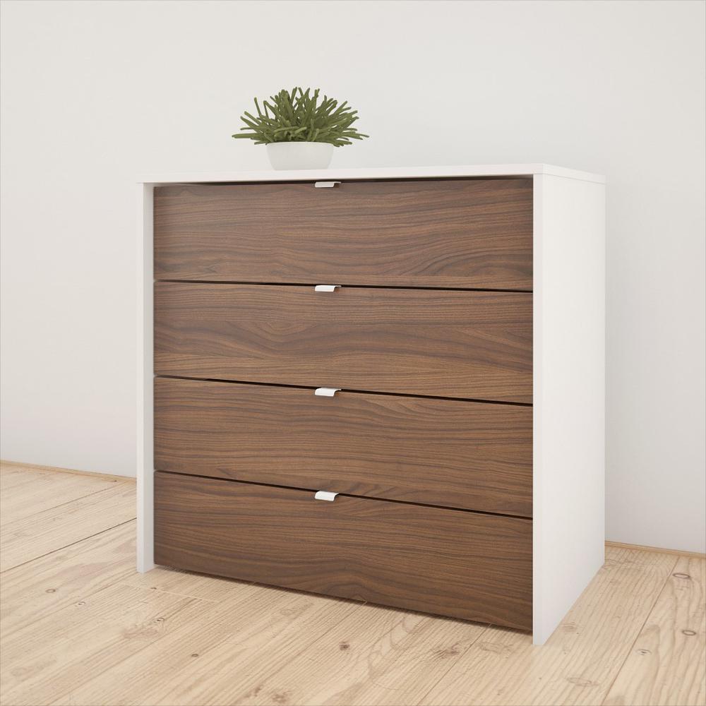 Nexera Modern 4 Drawer Chest in White & Walnut