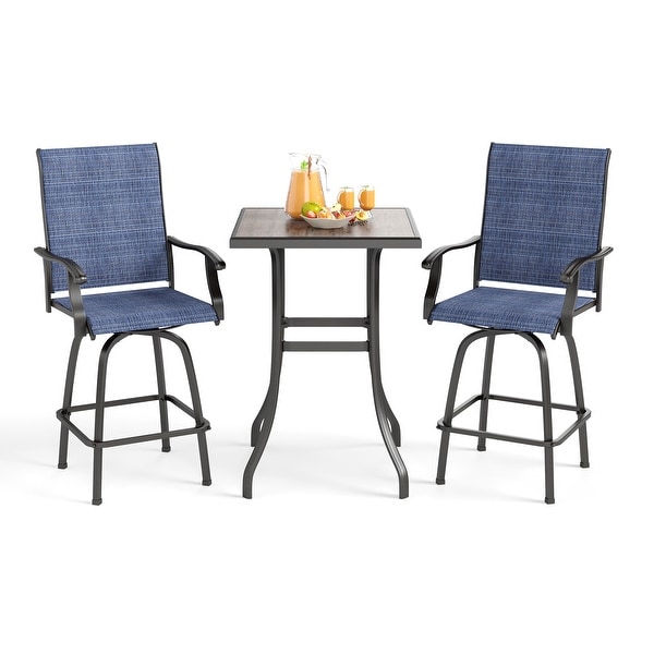 3piece Outdoor Swivel Bar Stool and Table Bistro Set