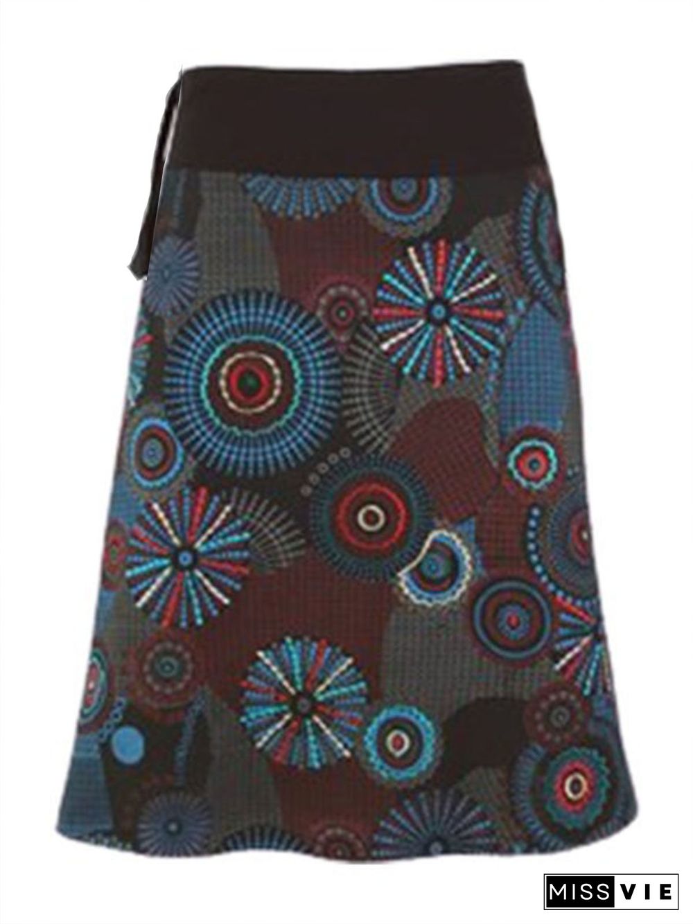 Brown Cotton-Blend Printed Skirt