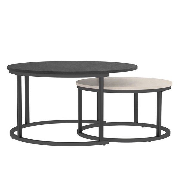 Set of 2 Modern Round Nesting Coffee Tables 31.5-Inch and 23.62-Inch