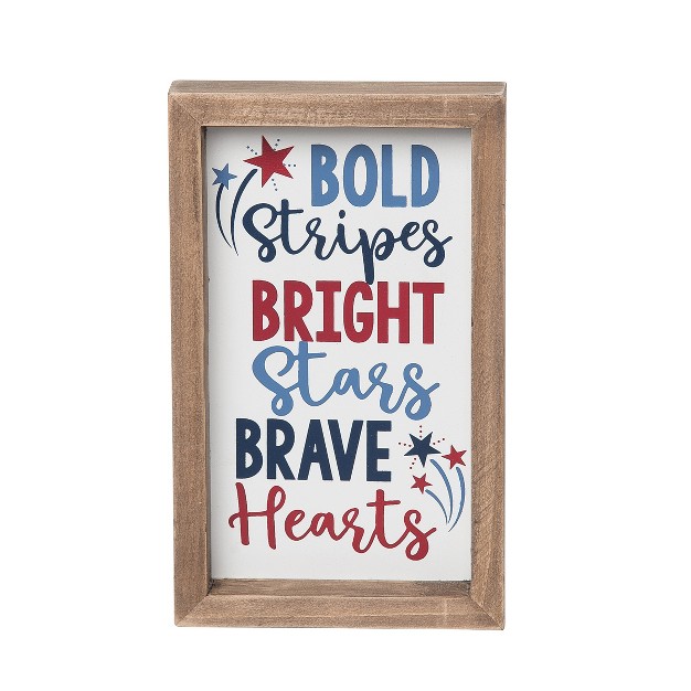 C amp f Home Bold Stripes Bright Stars Brave Hearts 4th Of July Shelf Block