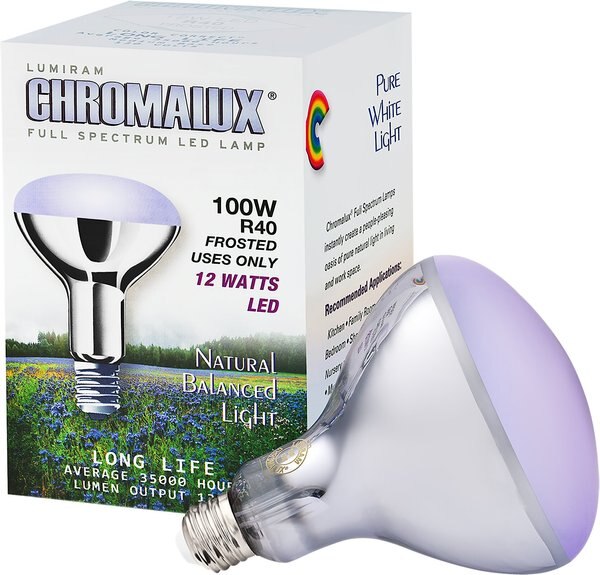 Chromalux R40 Full Spectrum Neodymium Glass LED Bird and Reptile Light Bulb， 12-watt