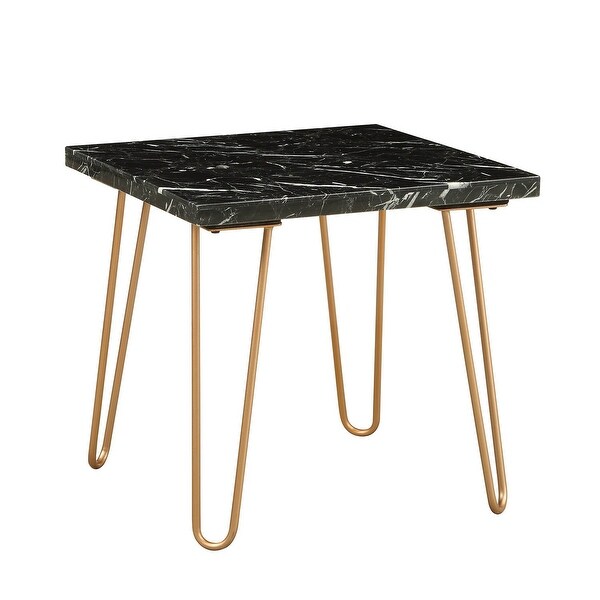 Industrial Style Telestis End Table in Black Marble and Gold