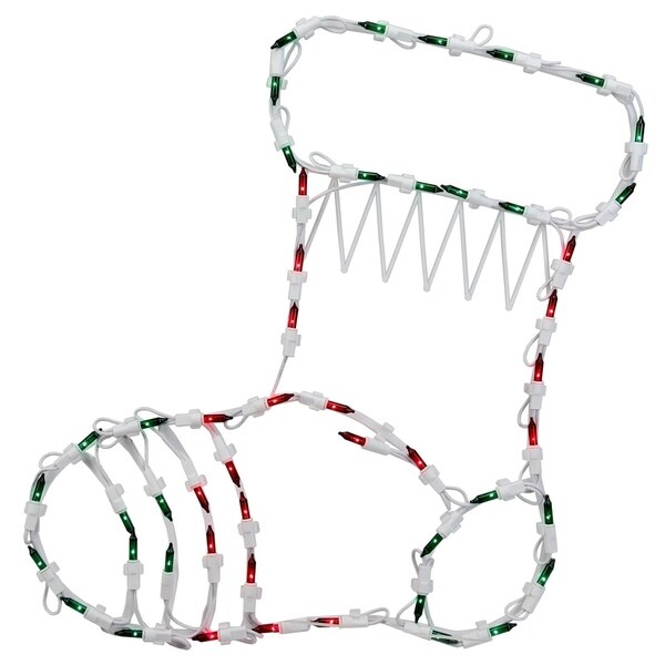 18 Red and Green Lighted Stocking Silhouette Window Christmas Decoration