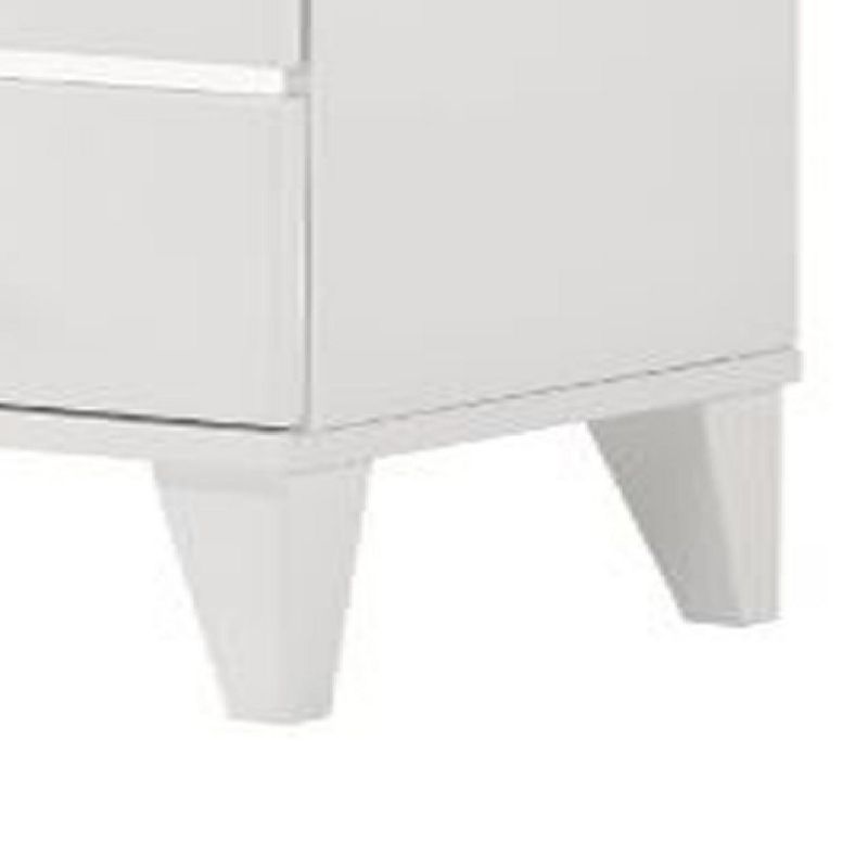 Nightstand with 2 Drawers and Metal Trim， White