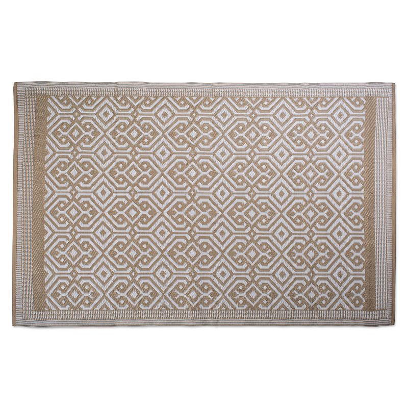 4' x 6' Taupe Brown And Off-White Rectangular Moroccan Reversible Outdoor Rug