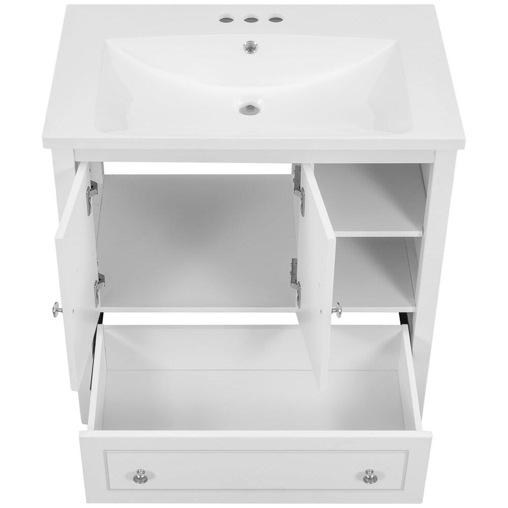 30 in. W x 18. in D. x 32 in. H Bath Vanity with White Ceramic Top