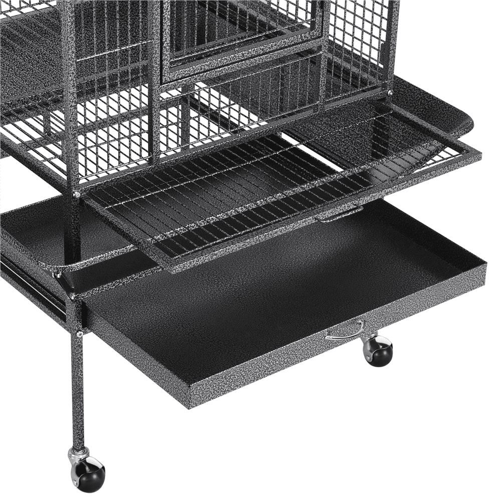 68.5inch Play Top Parrot Cage Rolling Bird Cage， Black