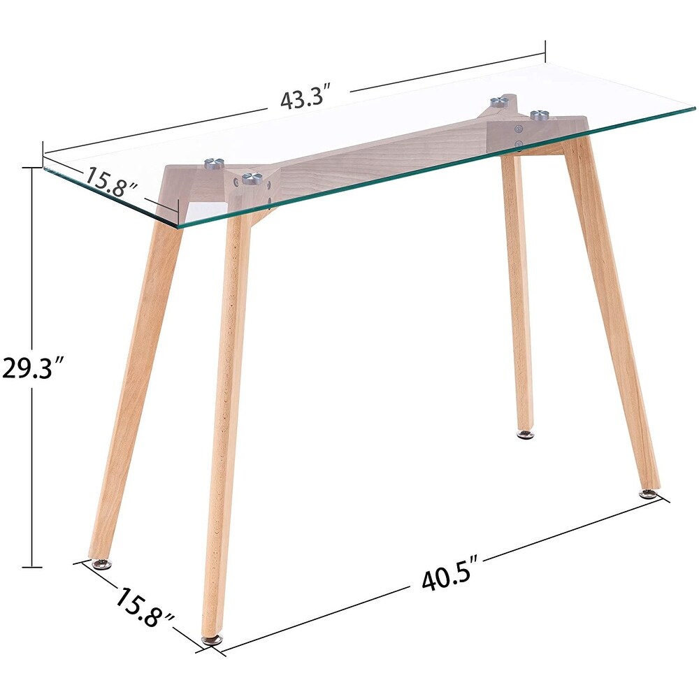 Ivinta Narrow Glass Desk Glass Console Table Glass Writing Desk Computer Desk   15.8*43.3*29.3