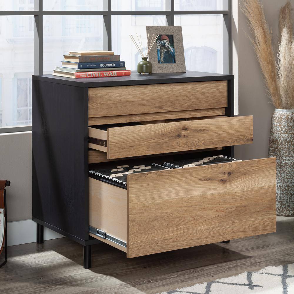 SAUDER Acadia Way Raven Oak Lateral File Cabinet with Metal Feet 430752