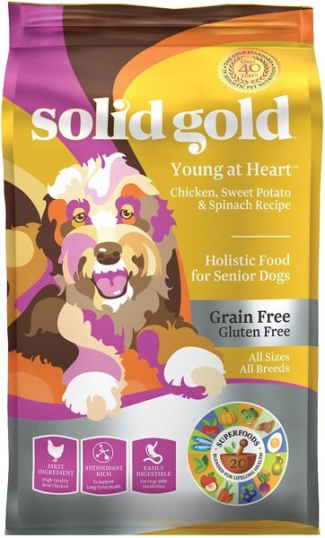 Solid Gold Young At Heart Senior Grain-Free Chicken， Sweet Potato and Spinach Dry Dog Food