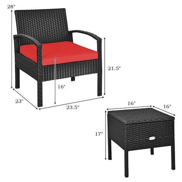 3 Piece Outdoor Patio Rattan Furniture Set - Modern Furniture - Overstock - 37511902