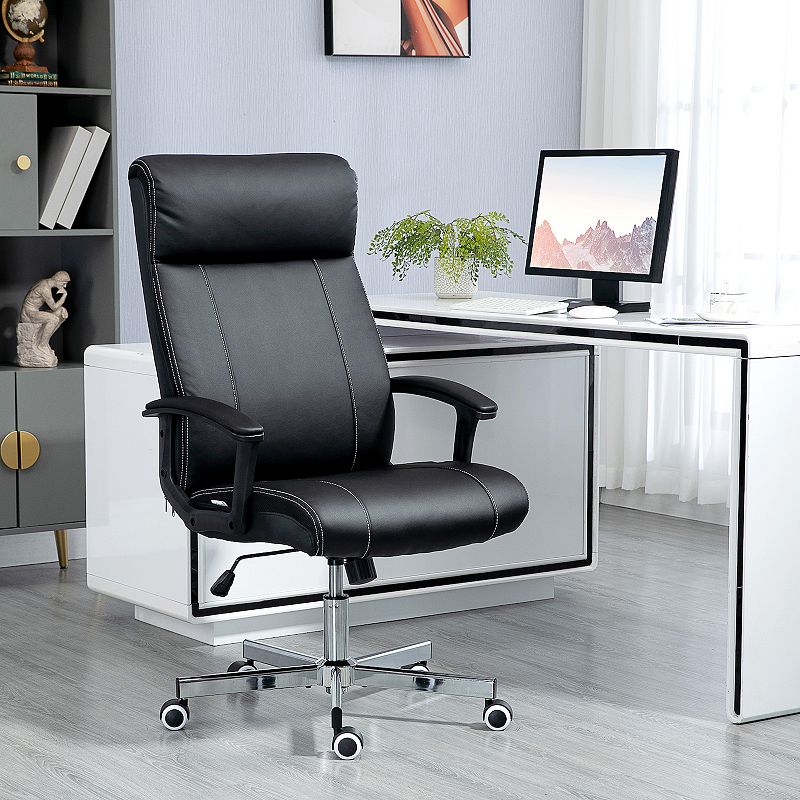 Vinsetto Home Office Chair， PU Leather Computer Chair with 360 Degree Swivel Wheels， Adjustable Height， Tilt Function， Executive Office Chair， Black