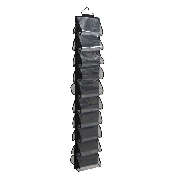 Household Essentials 20 pocket Hanging Shoe Organizer Black Linen